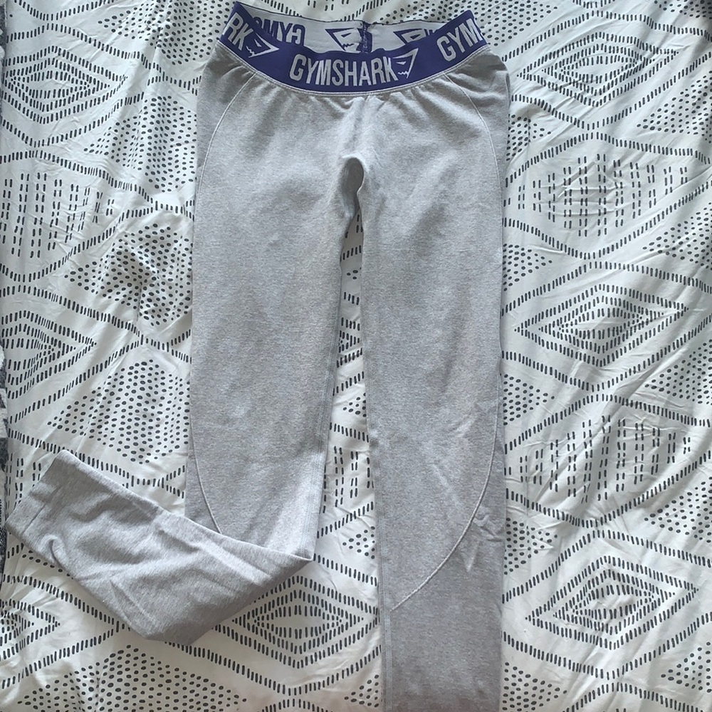 Light gray w/ purple waistband Gymshark leggings
